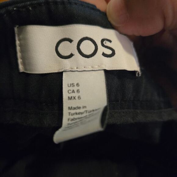 Cos pants womens size 6 blue navy wide leg cotton trousers work profressional - Picture 3 of 8